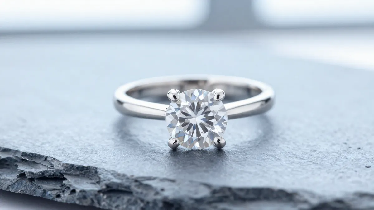 Sterling silver promise ring with a slim polished band resting on cream silk beside soft white flowers